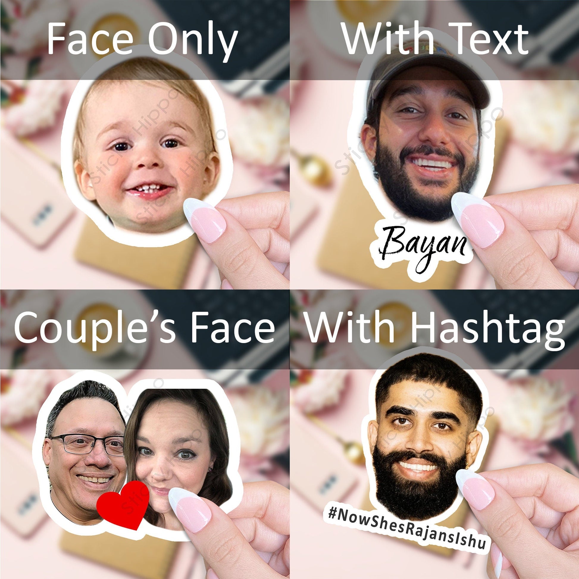 Any Size | Custom Temporary Face Tattoos for Bride / Groom, Bachelorette Party, Boyfriend, Girlfriend Face