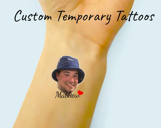 Any Size | Custom Temporary Face Tattoos for Bride / Groom, Bachelorette Party, Boyfriend, Girlfriend Face