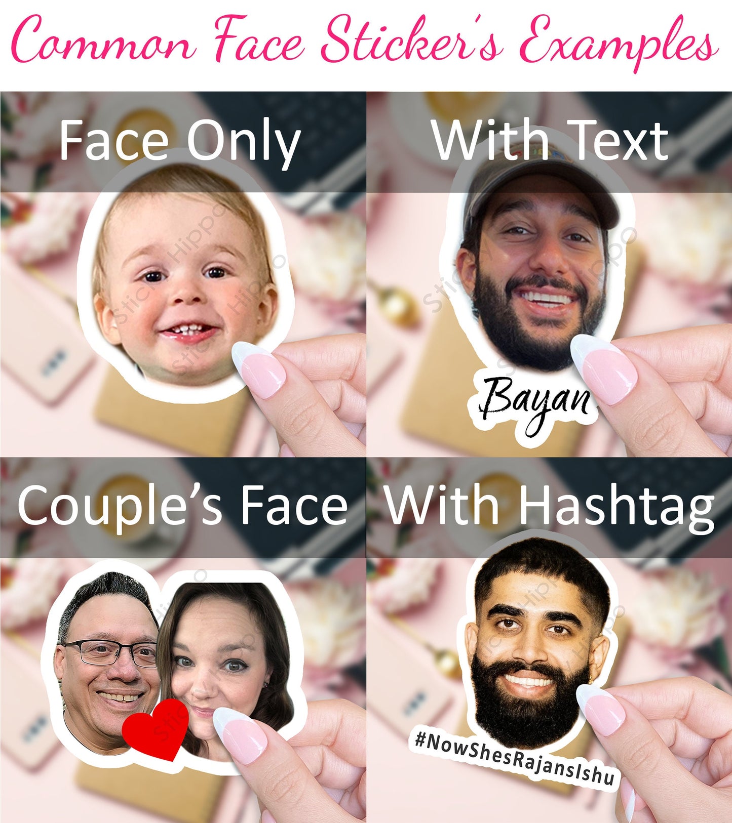 Any Size Personalized Custom Face Stickers or Temporary Tattoos | Personalized Baby, Kid, Boyfriend, Girlfriend, Face Stickers or Tattoos